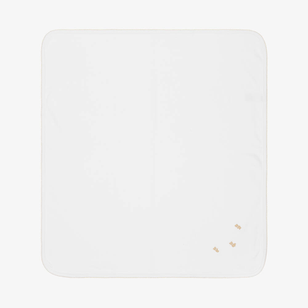 Kissy Kissy-Одеяло белое из хлопка пима с мишками (73см) | Childrensalon