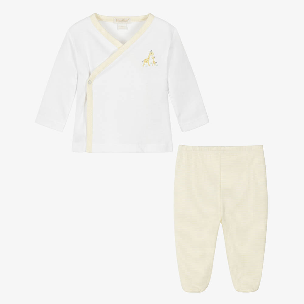 Kissy Kissy-Yellow Giraffe Love Pima Cotton 2 Piece Babygrow | Childrensalon
