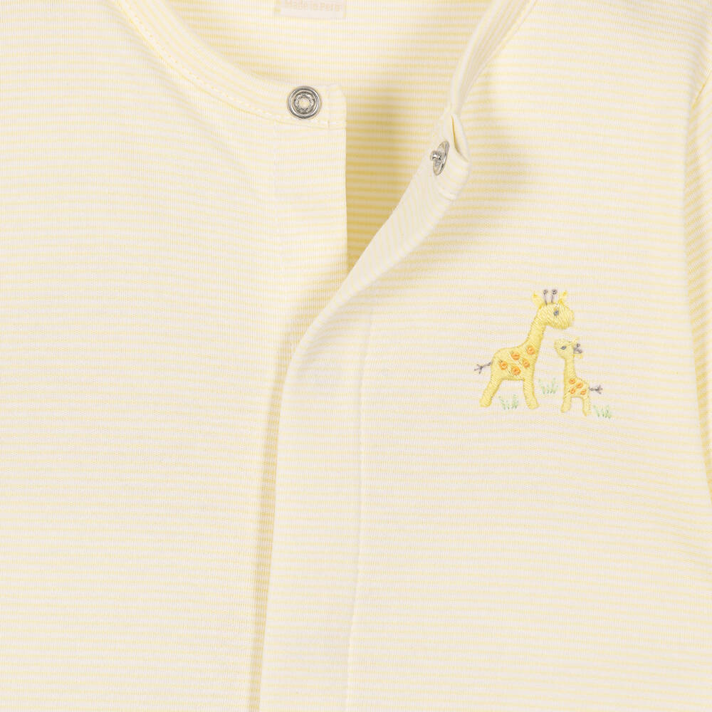 Kissy Kissy-Yellow Giraffe Love Pima Cotton Babygrow | Childrensalon