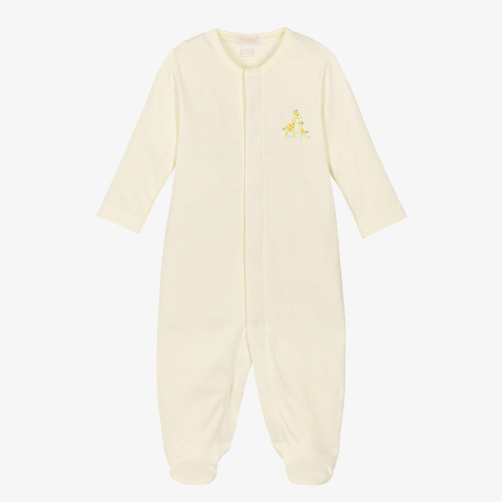 Kissy Kissy-Yellow Giraffe Love Pima Cotton Babygrow | Childrensalon