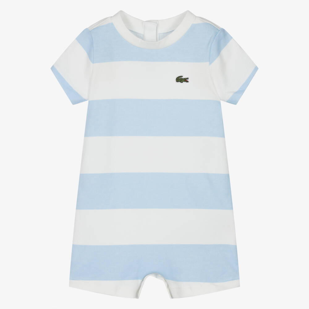 Lacoste-Baby Boys Blue & White Cotton Striped Shortie | Childrensalon