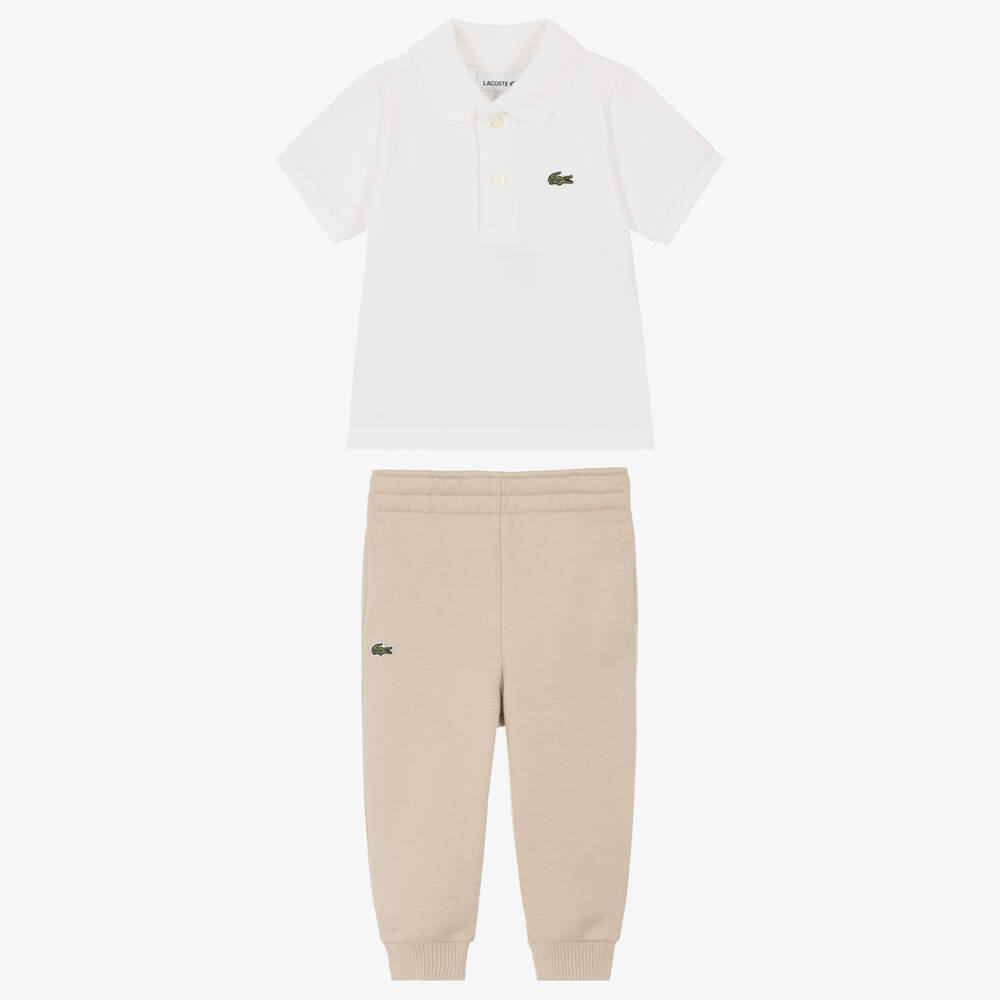 Lacoste-Baby Boys Ivory & Beige Trouser Set | Childrensalon