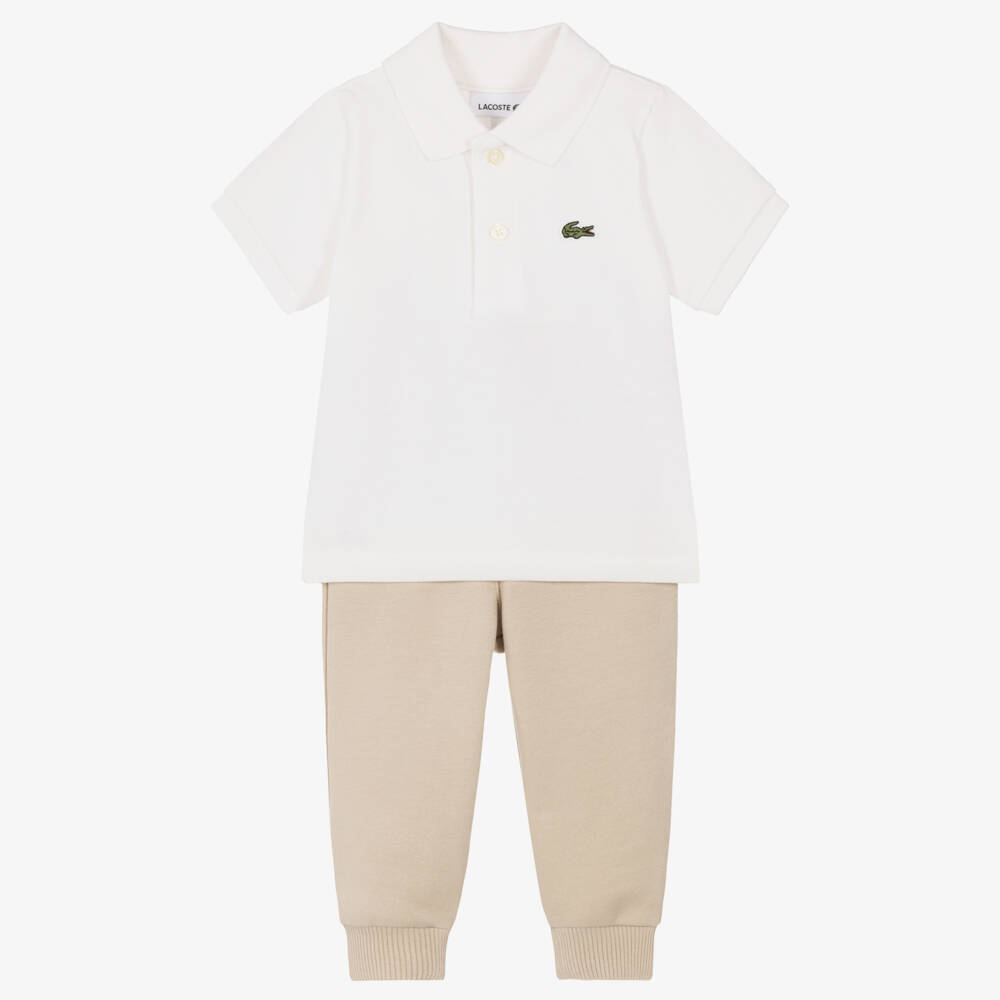 Lacoste-Baby Boys Ivory & Beige Trouser Set | Childrensalon