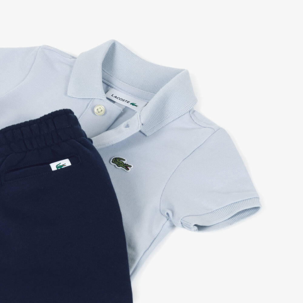 Lacoste-طقم بنطلون رياضي وقميص بولو قطن لون كحلي للأولاد الرضع | Childrensalon