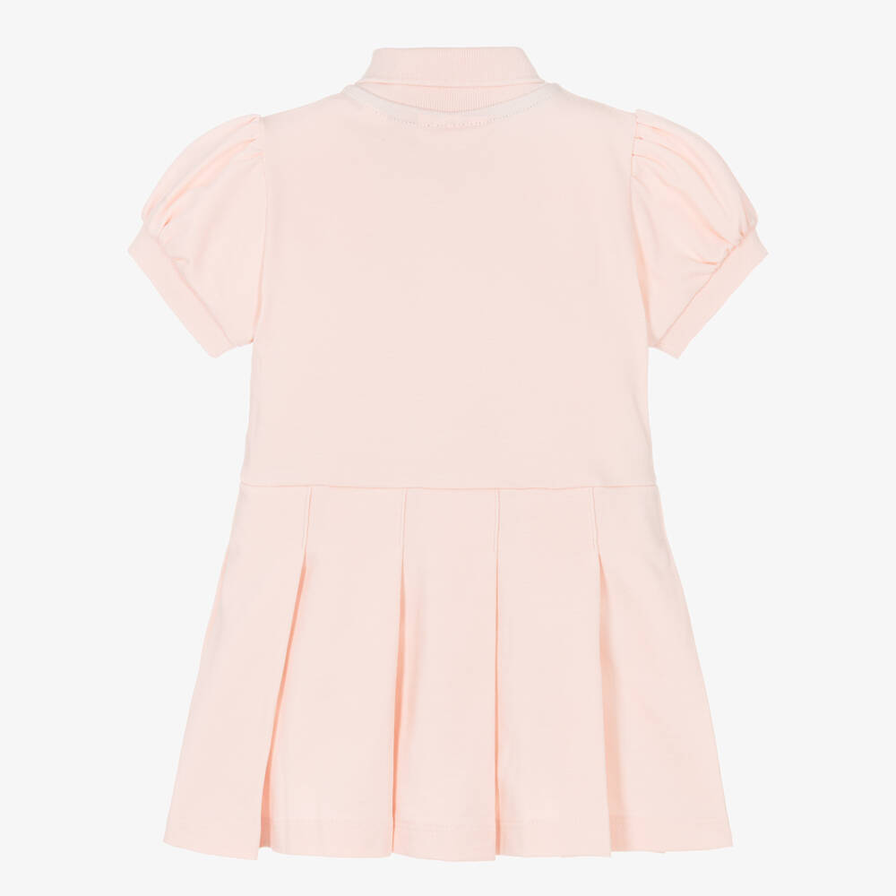 Lacoste-Baby Girls Pink Piqué Polo Dress with Pleats | Childrensalon