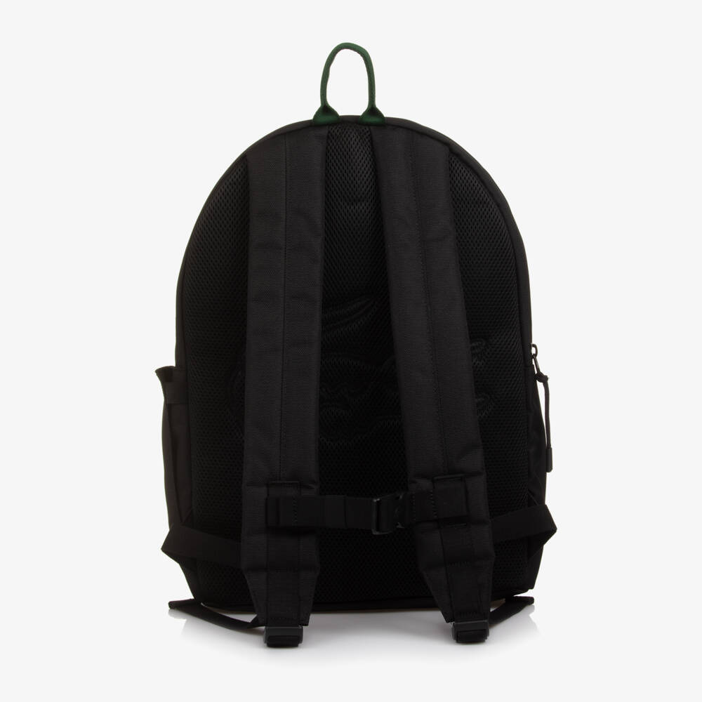 Lacoste-Black Canvas Crocodile Logo Backpack (44cm) | Childrensalon