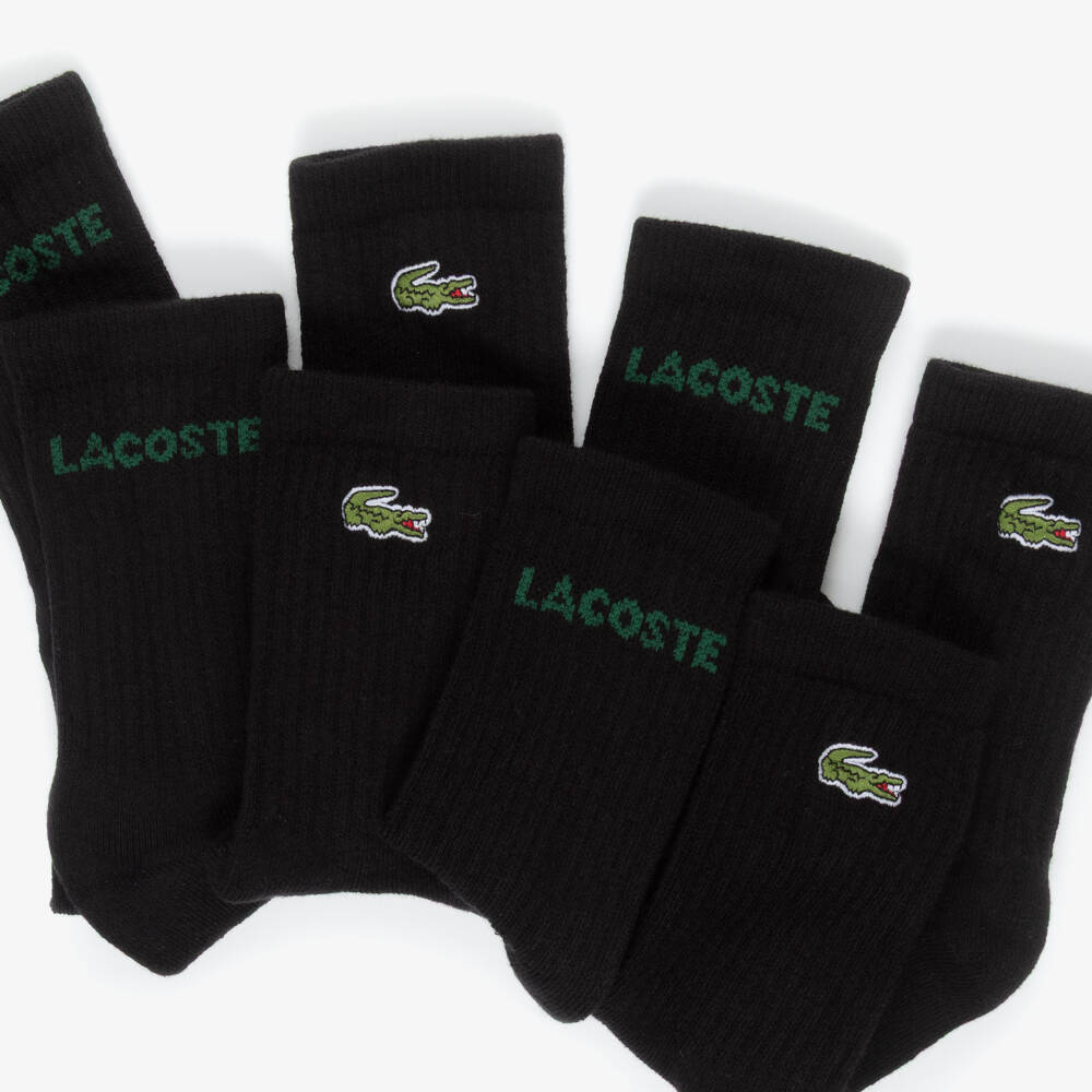 Lacoste-Black Crocodile & Logo Socks (6 Pack) | Childrensalon