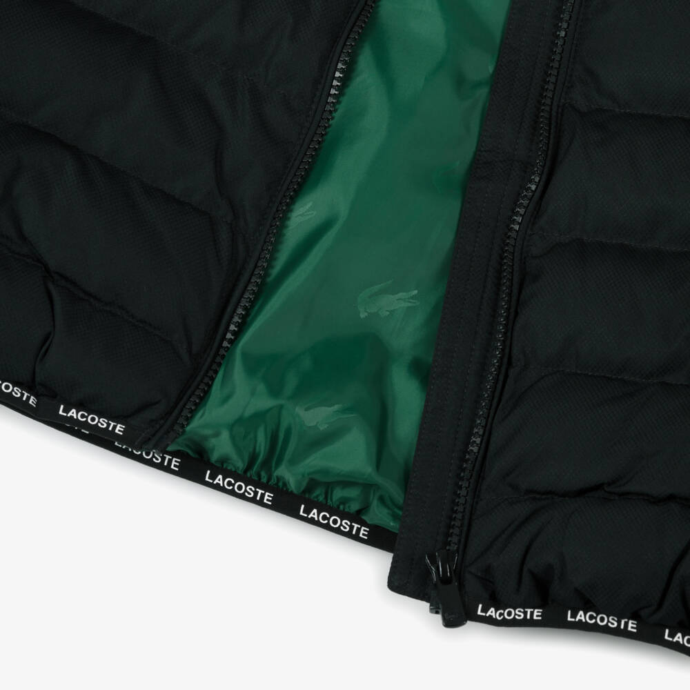Lacoste-Black Puffer Jacket with Fold Away Hood | Childrensalon