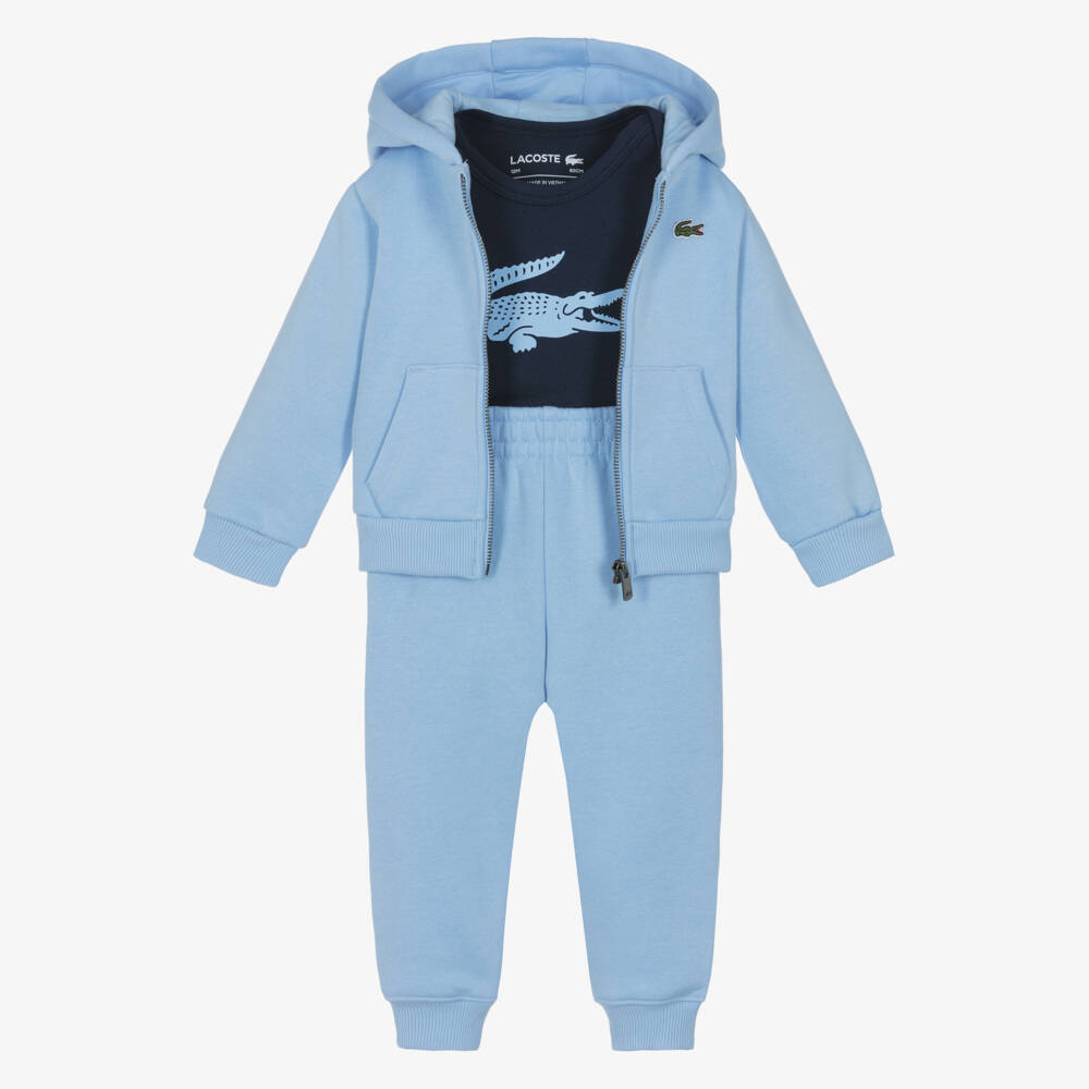 Lacoste-Blue Cotton Jersey Baby Tracksuit Set | Childrensalon