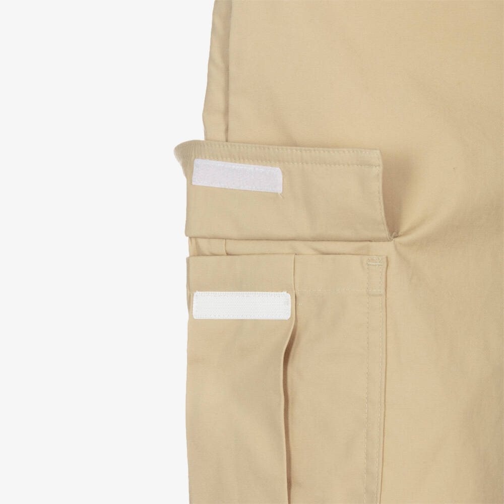 Lacoste-Boys Beige Cotton Cargo Shorts | Childrensalon