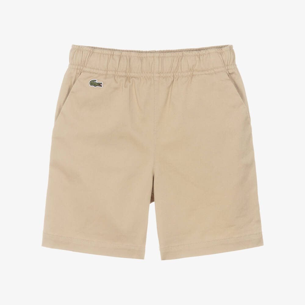 Lacoste-شورت قطن تويل لون بيج للأولاد | Childrensalon