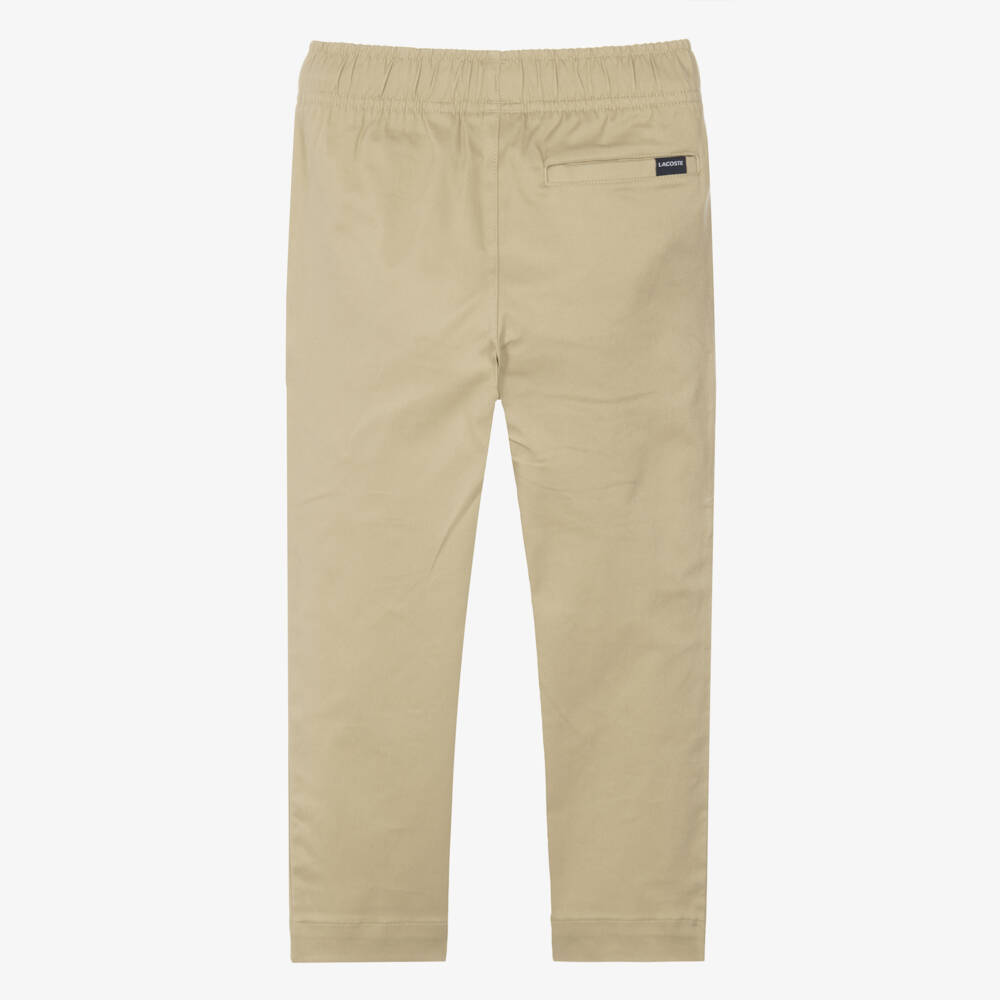 Lacoste-Boys Beige Cotton Twill Trousers | Childrensalon