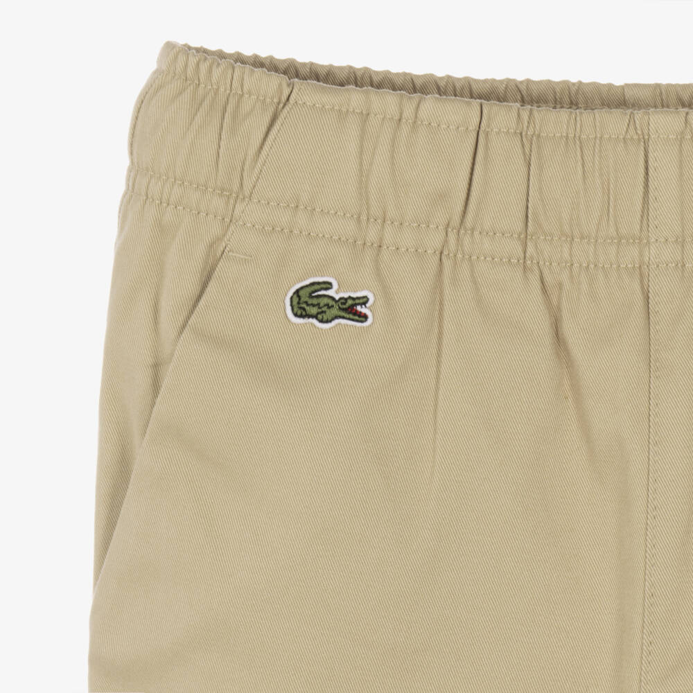 Lacoste-Boys Beige Cotton Twill Trousers | Childrensalon