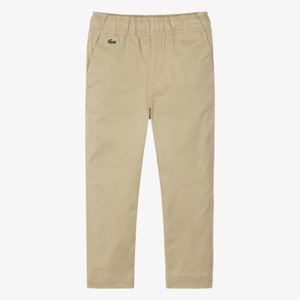 Lacoste-Boys Beige Cotton Twill Trousers | Childrensalon