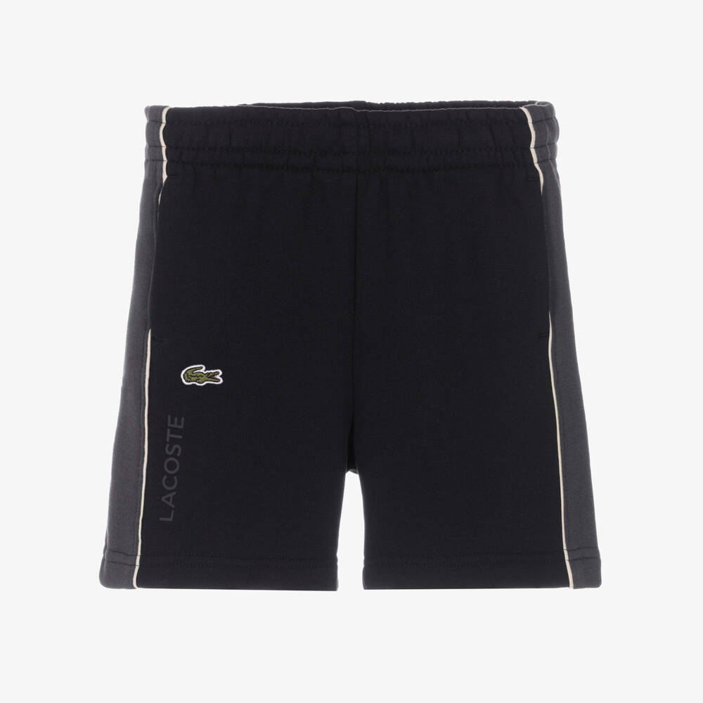 Lacoste-شورت قطن جيرسي بشعار التمساح لون أسود للأولاد | Childrensalon