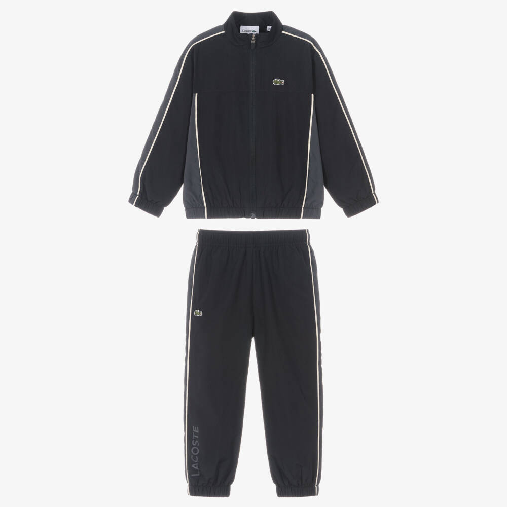Lacoste-بدلة رياضية بسحاب لون أسود ورمادي للأولاد | Childrensalon