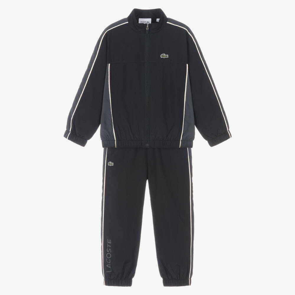 Lacoste-Boys Black & Grey Zip-Up Tracksuit | Childrensalon
