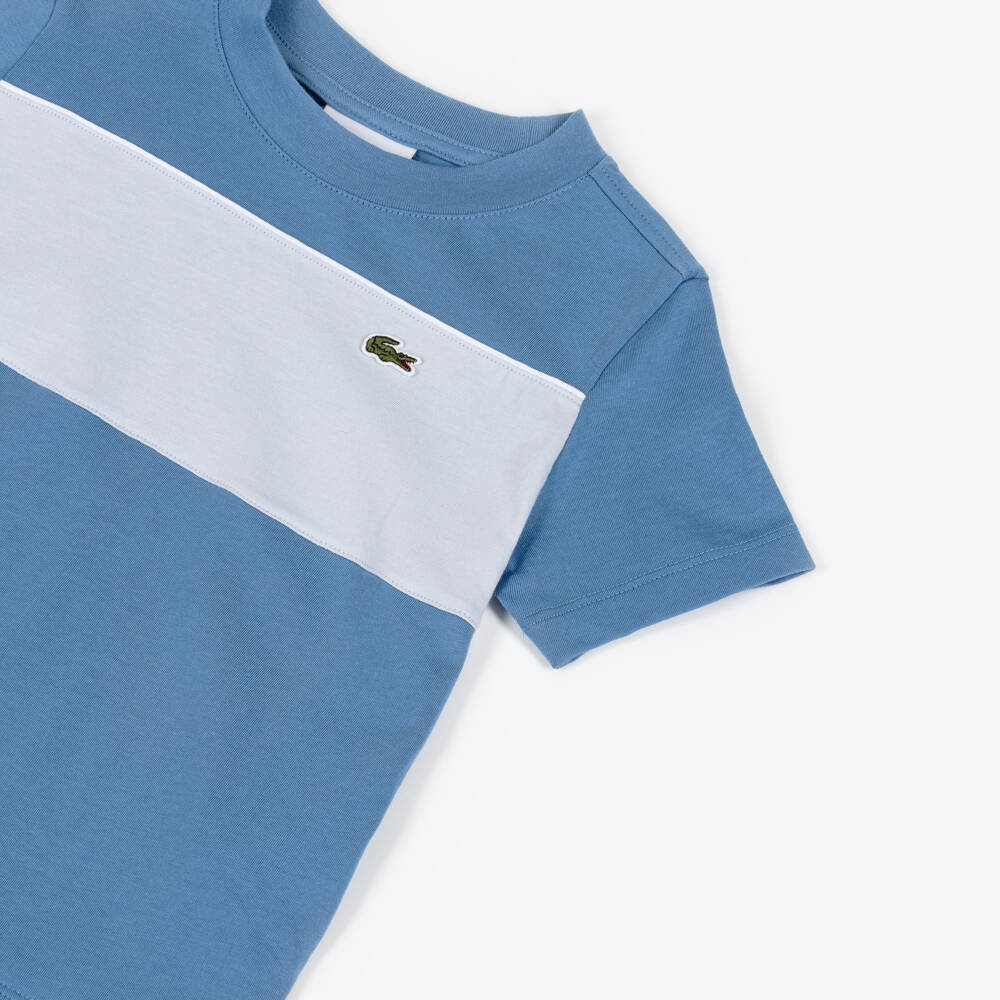 Lacoste-تيشيرت قطن بشعار التمساح لون أزرق للأولاد | Childrensalon