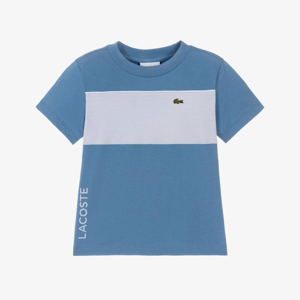 Lacoste-تيشيرت قطن بشعار التمساح لون أزرق للأولاد | Childrensalon