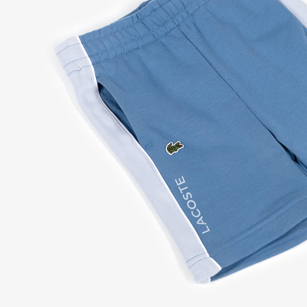 Lacoste-Boys Blue Cotton Jersey Shorts with Crocodile Logo | Childrensalon