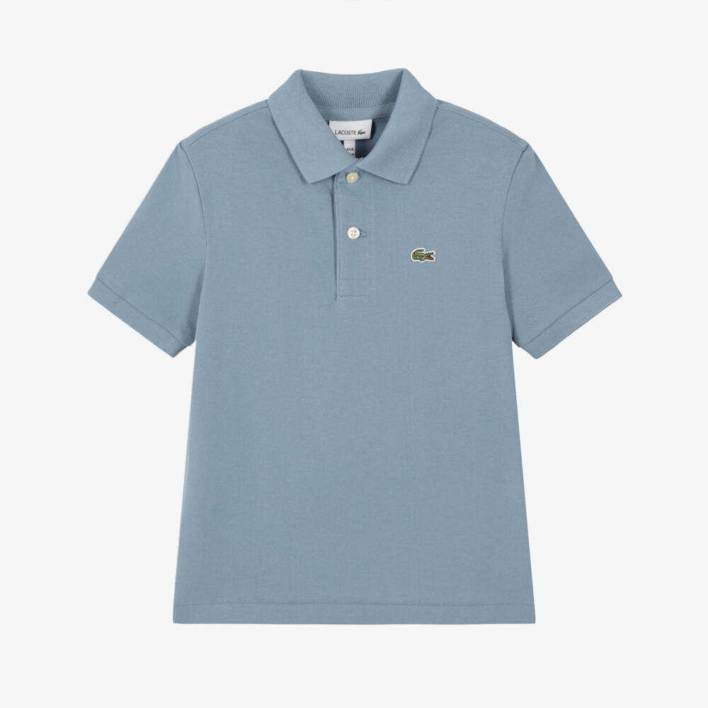 Lacoste-Boys Blue Cotton Petit Piqué Polo Shirt | Childrensalon