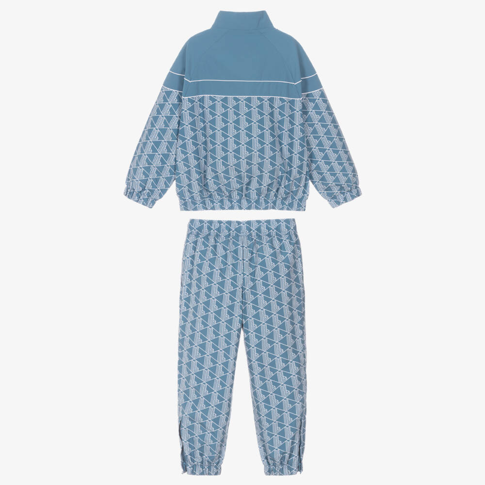Lacoste-Boys Blue Monogram Logo Zip-Up Tracksuit | Childrensalon