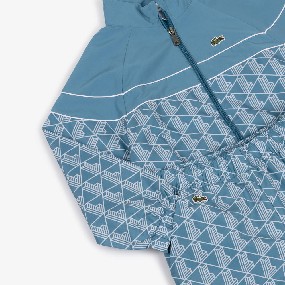 Lacoste-Boys Blue Monogram Logo Zip-Up Tracksuit | Childrensalon