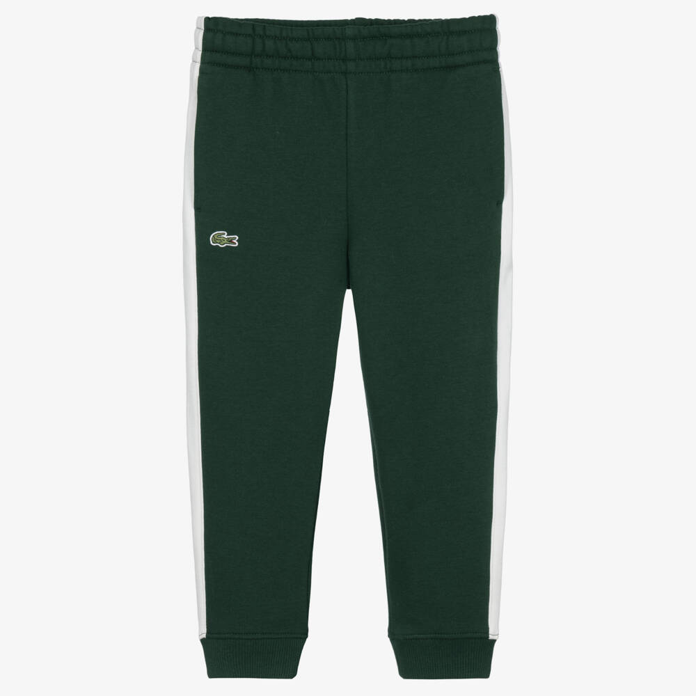 Lacoste-Boys Dark Green Colour Block Joggers | Childrensalon