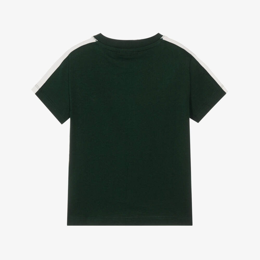 Lacoste-Boys Dark Green Colourblock Cotton T-Shirt | Childrensalon
