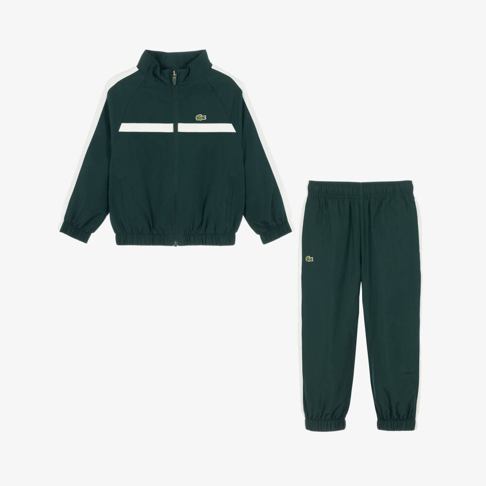 Lacoste-Boys Dark Green Colourblock Tracksuit | Childrensalon