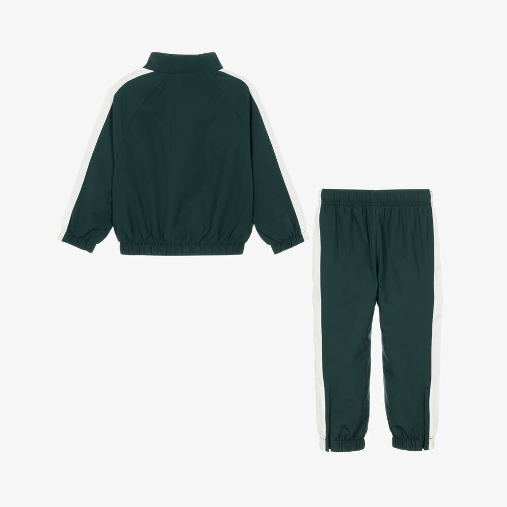 Lacoste-Boys Dark Green Colourblock Tracksuit | Childrensalon