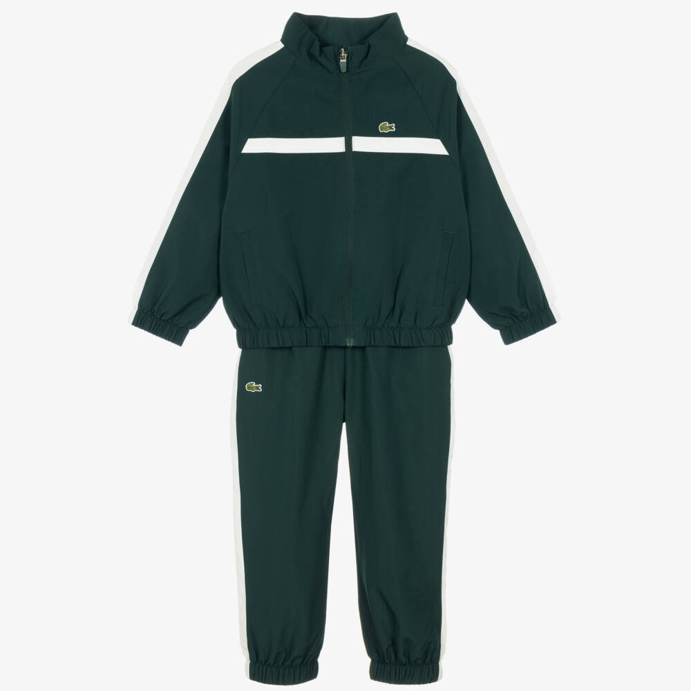 Lacoste-Boys Dark Green Colourblock Tracksuit | Childrensalon