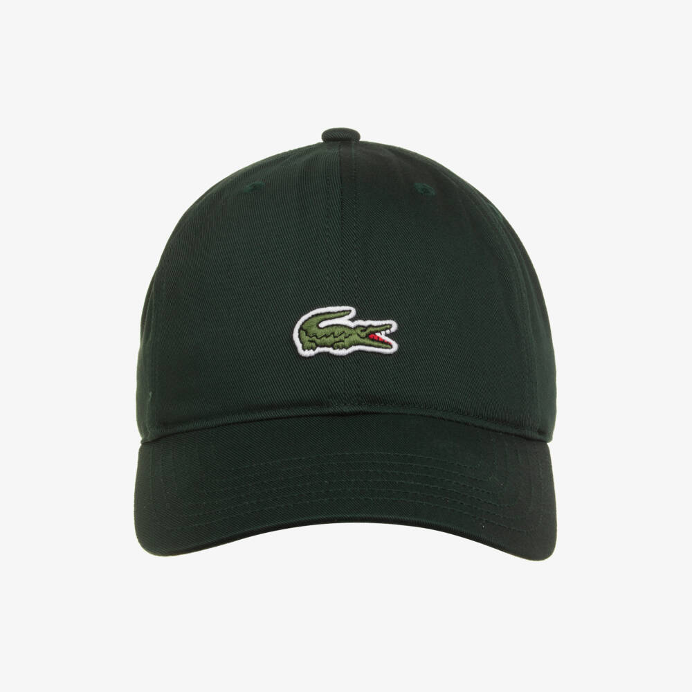 Lacoste-Boys Forest Green Cotton Twill Cap with Crocodile Logo | Childrensalon
