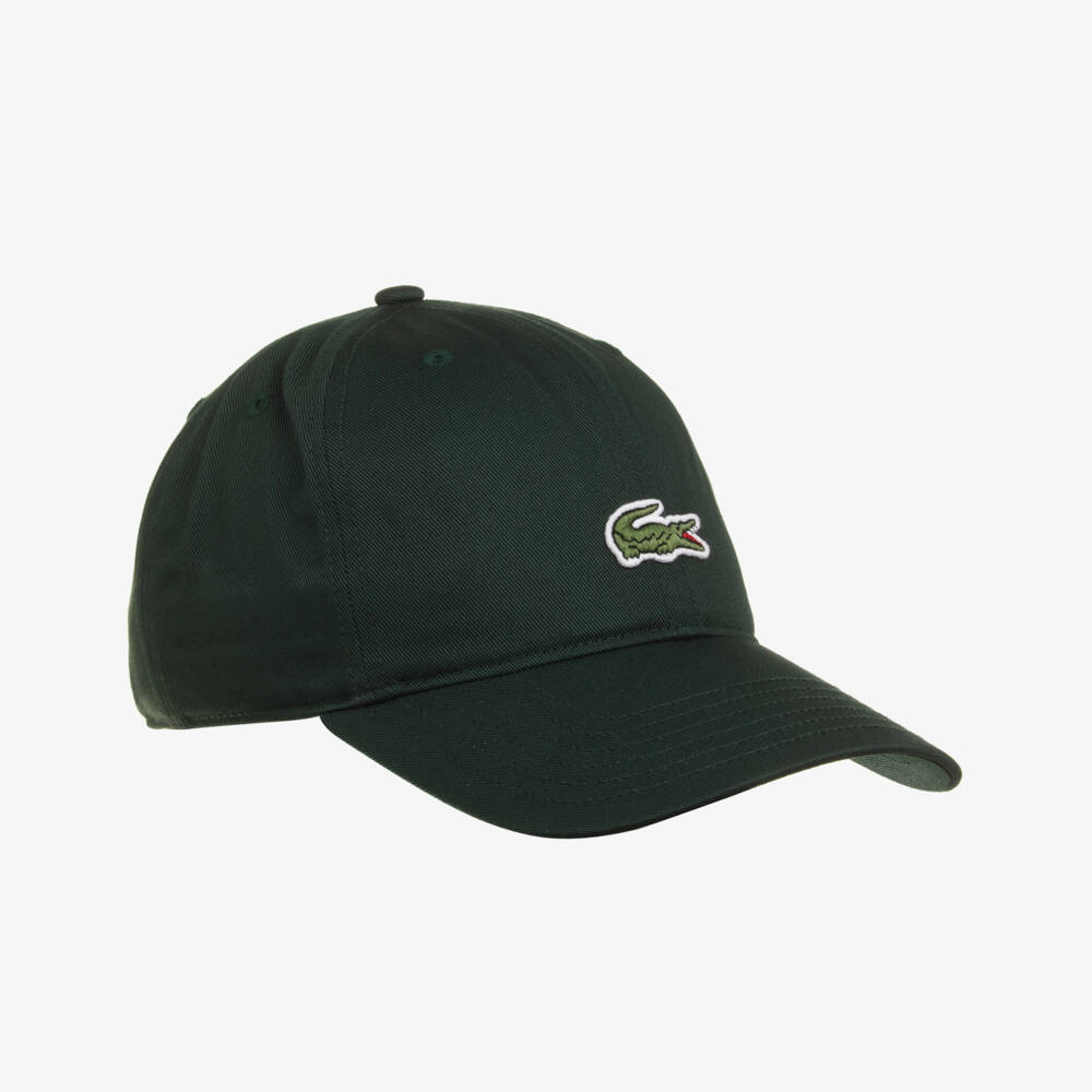 Lacoste-Boys Forest Green Cotton Twill Cap with Crocodile Logo | Childrensalon
