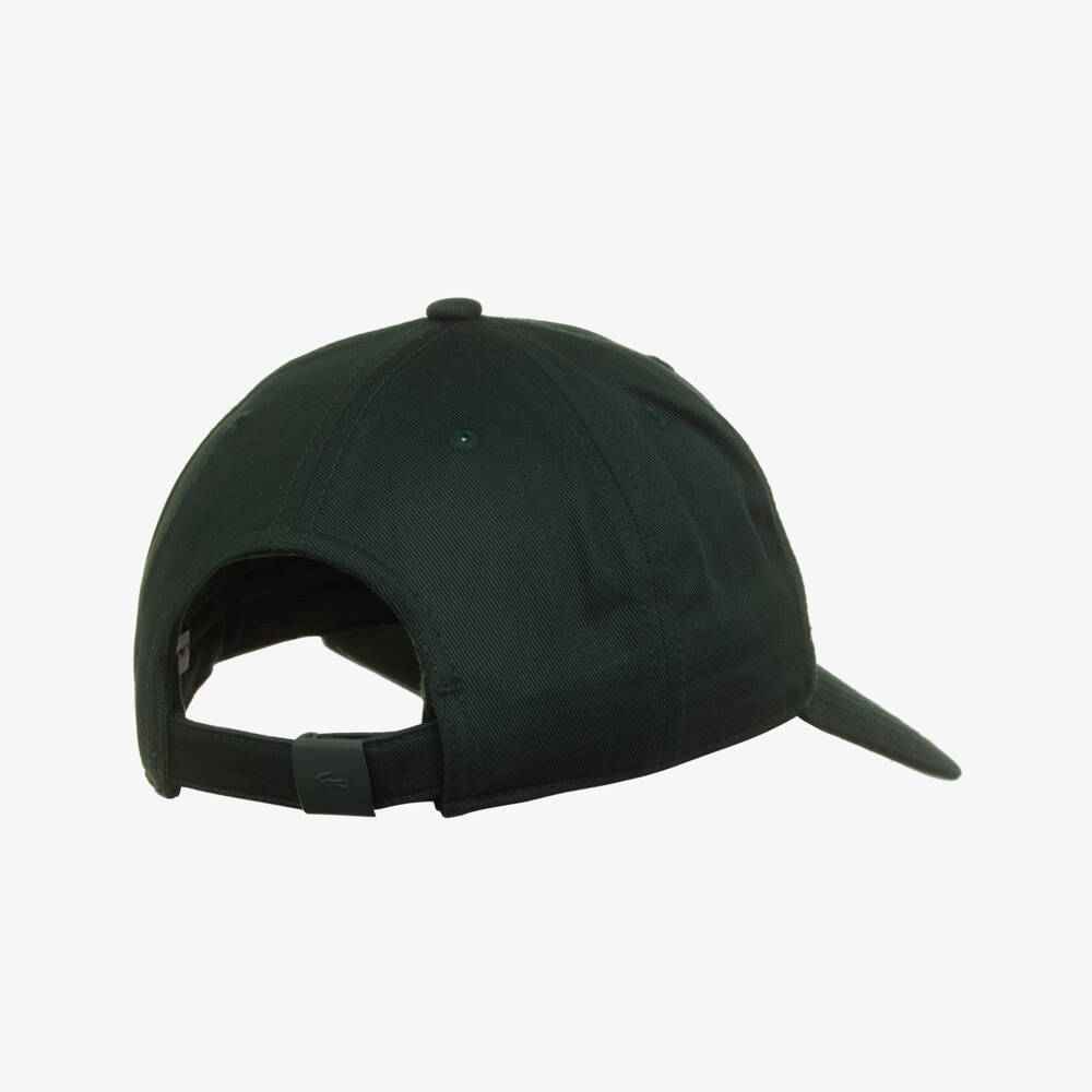 Lacoste-Boys Forest Green Cotton Twill Cap with Crocodile Logo | Childrensalon