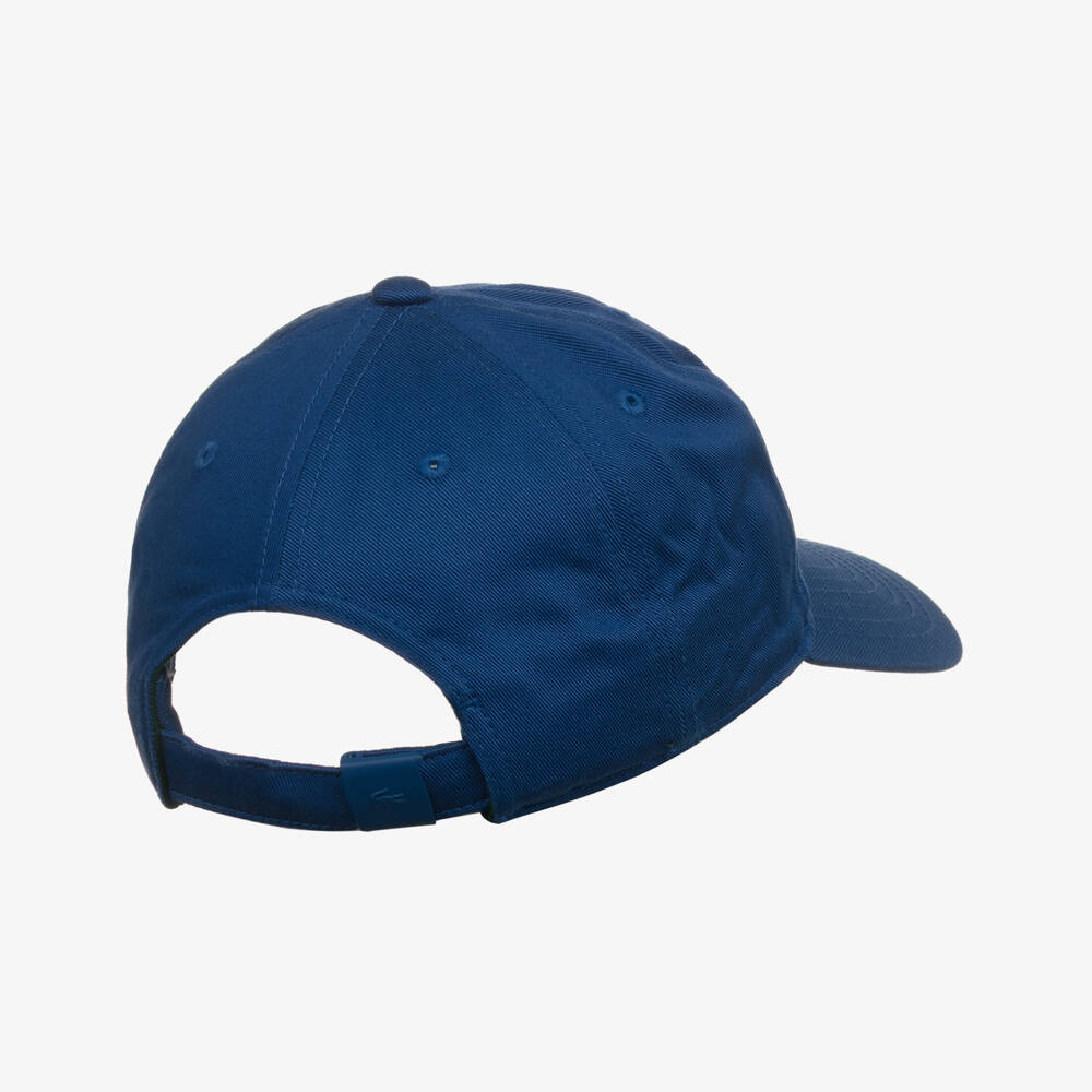 Lacoste-Boys French Blue Cotton Twill Cap with Crocodile Logo | Childrensalon