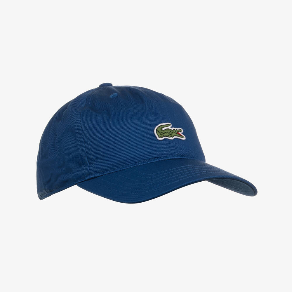 Lacoste-Boys French Blue Cotton Twill Cap with Crocodile Logo | Childrensalon