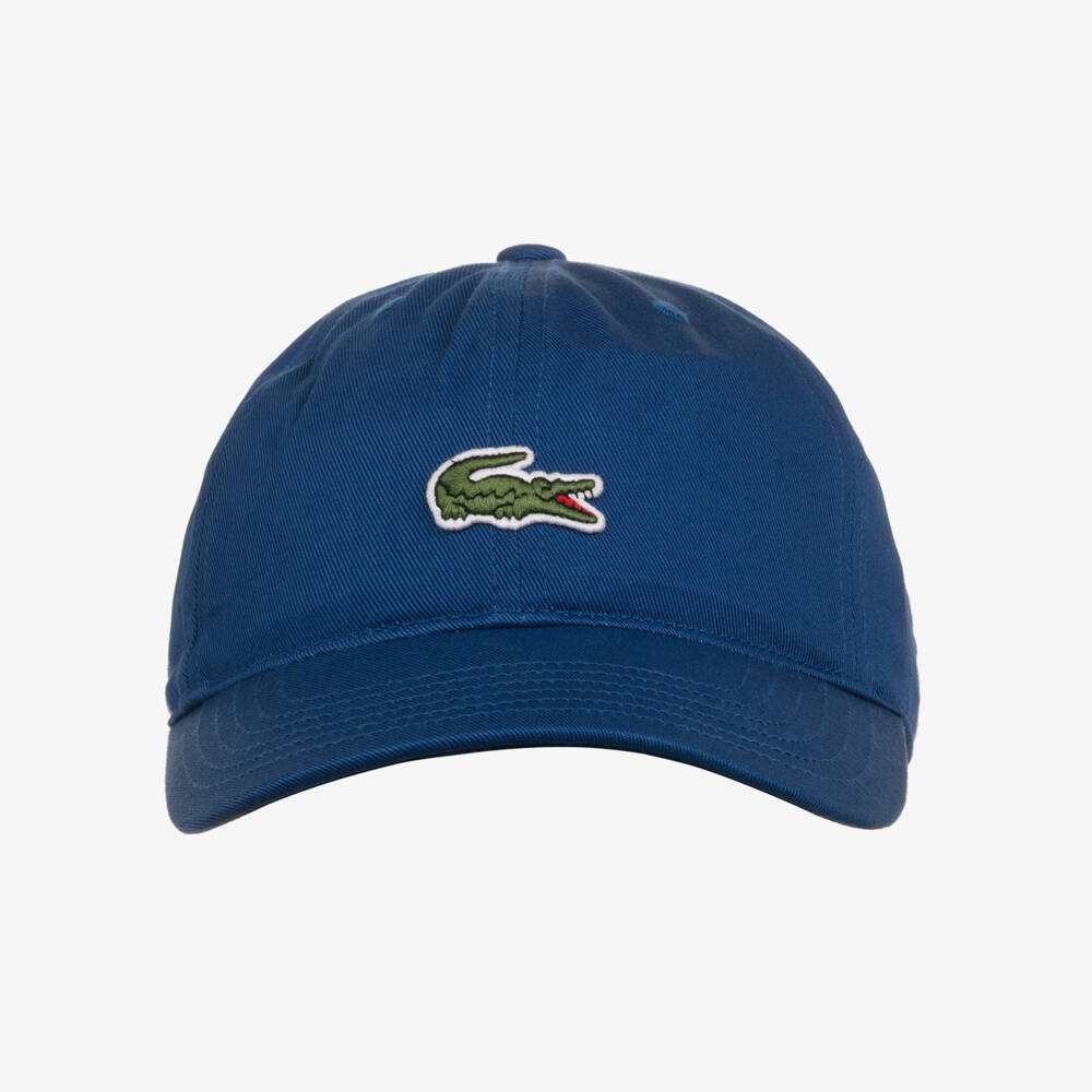Lacoste-Boys French Blue Cotton Twill Cap with Crocodile Logo | Childrensalon