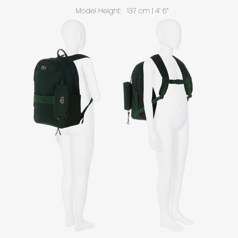 Lacoste-حقيبة ظهر بشعار التمساح لون أخضر للأولاد (42 سم) | Childrensalon