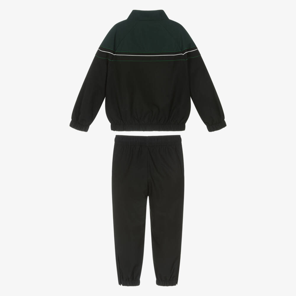 Lacoste-Boys Green & Black Water Repellent Tracksuit | Childrensalon