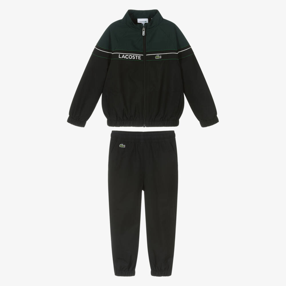 Lacoste-Boys Green & Black Water Repellent Tracksuit | Childrensalon
