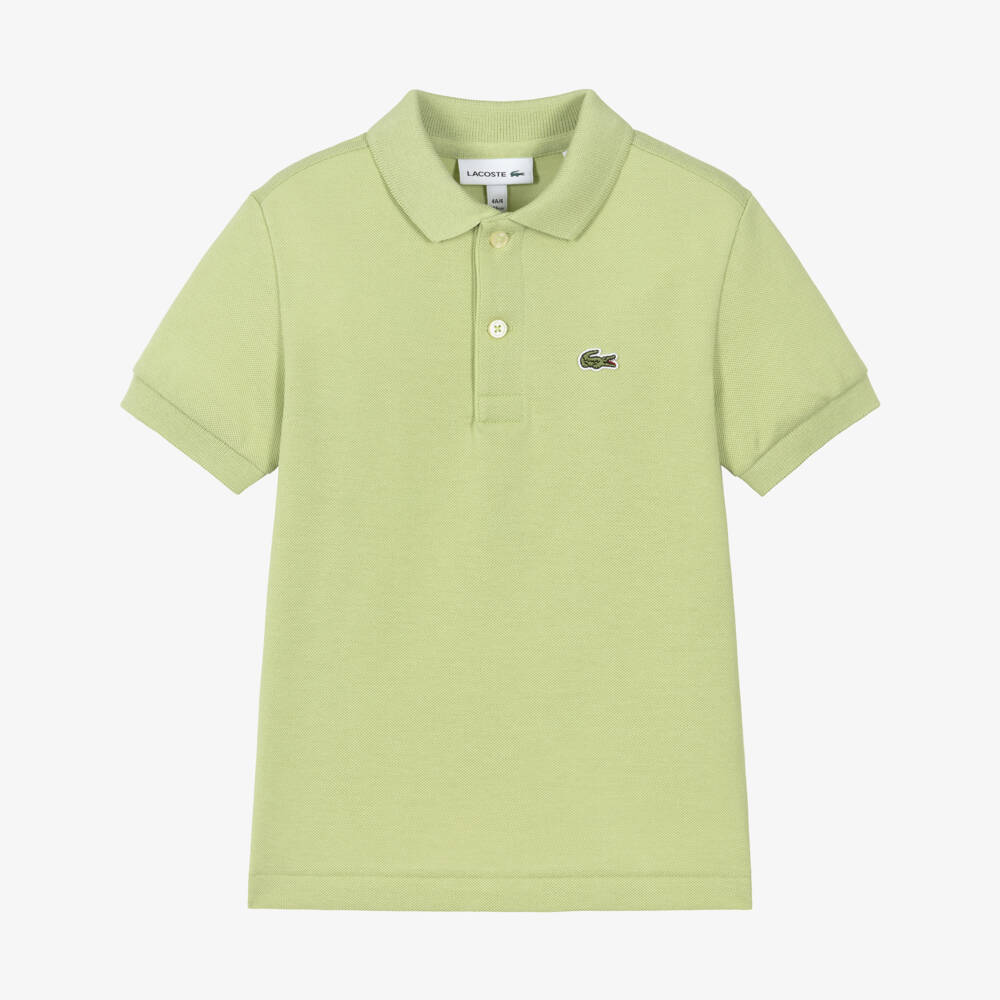 Lacoste-Boys Green Cotton Piqué Polo Shirt with Crocodile Logo | Childrensalon