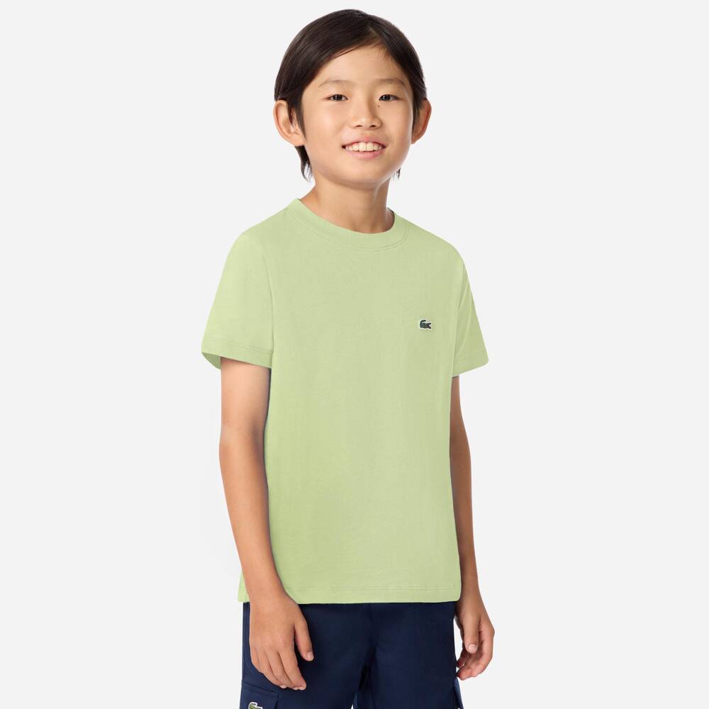 Lacoste-Boys Green Cotton T-Shirt with Crocodile Logo | Childrensalon