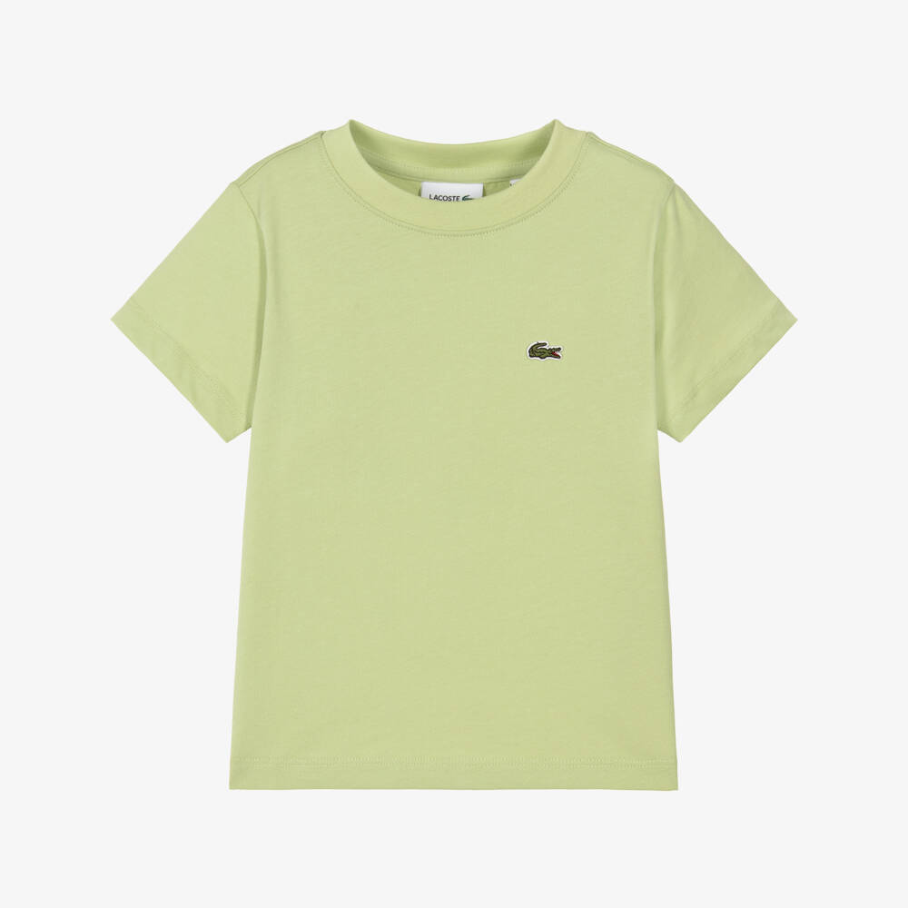 Lacoste-Boys Green Cotton T-Shirt with Crocodile Logo | Childrensalon