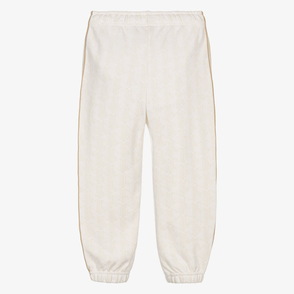 Lacoste-Boys Ivory Monogram Jersey Drawstring Joggers | Childrensalon