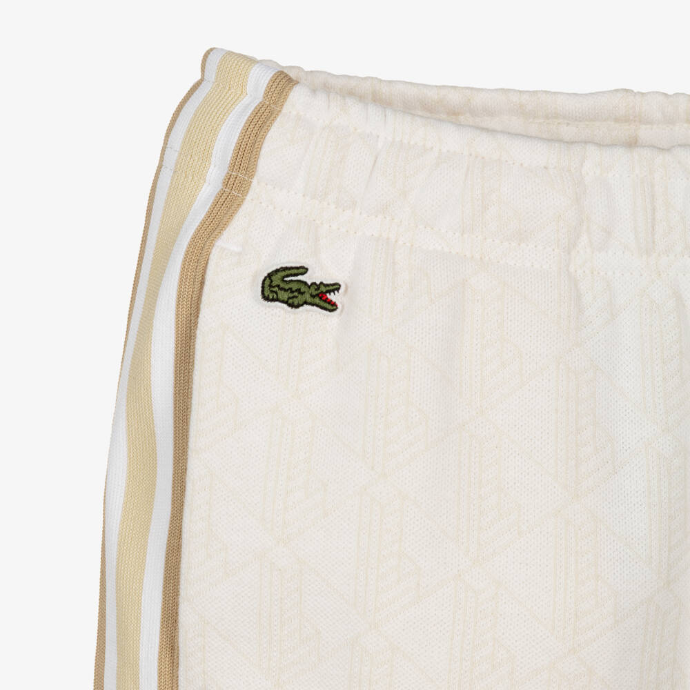Lacoste-Boys Ivory Monogram Jersey Drawstring Joggers | Childrensalon