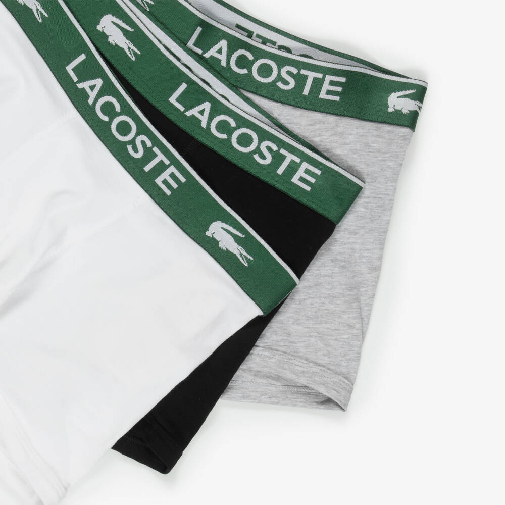 Lacoste-Boys Logo Trim Cotton Boxer Shorts (3 Pack) | Childrensalon