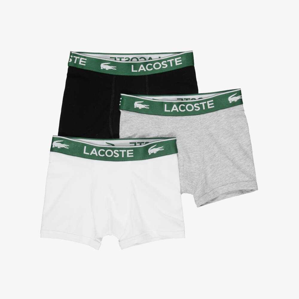Lacoste-Boys Logo Trim Cotton Boxer Shorts (3 Pack) | Childrensalon
