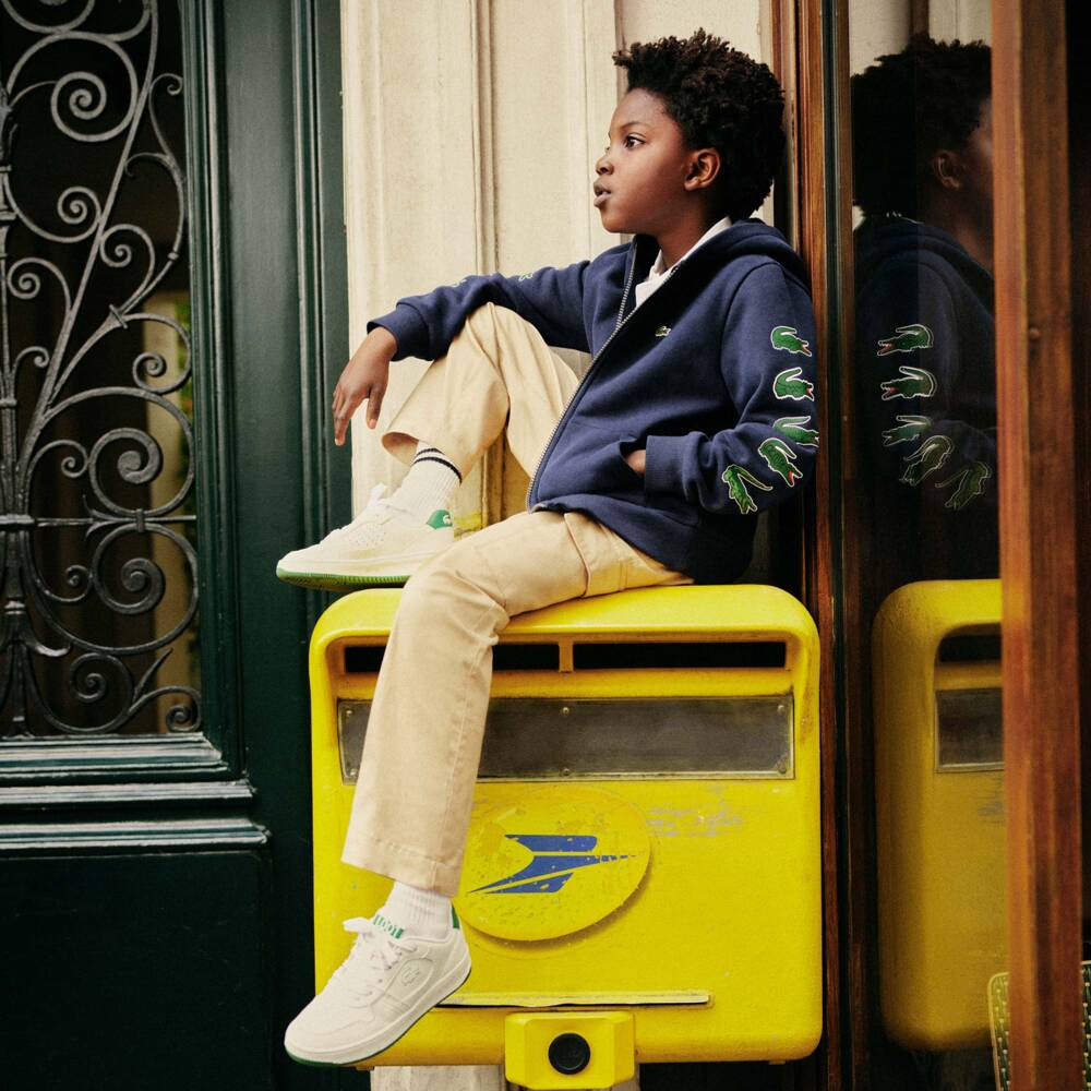 Lacoste-Топ на молнии синий хлопковый с капюшоном для мальчиков | Childrensalon