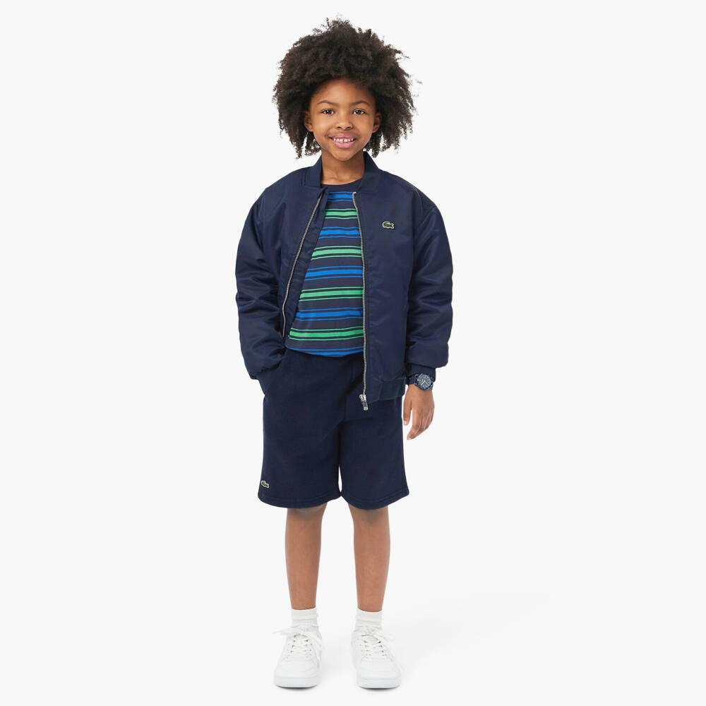Lacoste-Boys Navy Blue Cotton Jersey Shorts | Childrensalon